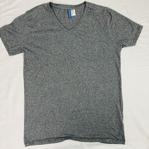 H&M Divided Men's V-Neck T-Shirt Gray Heathered Short Sleeve Slim Fit Size S
